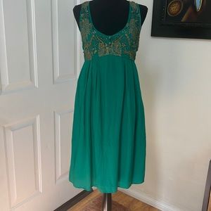 Beautiful summer dress. Made in India. Emerald color with gold.